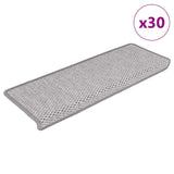 ZNTS Stair Mats Self-adhesive Sisal-Look 30 pcs 65x21x4 cm Platina 3365882