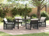 Garden Dining Set 5 pcs Black Poly Rattan 3380618