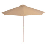 Garden Parasol with Wooden Pole 300 cm Taupe 44496