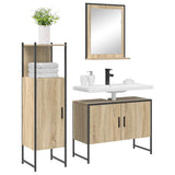 Bathroom Furniture Set with Shelf 3 pcs Brown Engineered wood 3345146