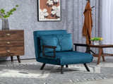4-in-1 Velvet-Feel Single Chair Bed, with Pillow - Navy Blue T3398P343627