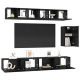 TV Cabinet Set 6 pcs Black Oak Engineered Wood 3393442