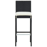 3 Piece Garden Bar Set with Cushions Poly Rattan Black 3095425