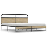 Metal Bed Frame without Mattress Smoked Oak 200x200 cm 3318677