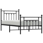Metal Bed Frame without Mattress with Footboard Black 90x190cm 353547