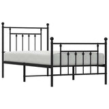 Metal Bed Frame without Mattress with Footboard Black 90x190cm 353547