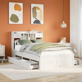 Bookcase Bed without Mattress White 135x190 cm Double Solid Wood Pine 3308976