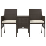 ZNTS Garden Sofa 2-Seater with Table and Stools Brown Poly Rattan 317625