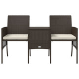 ZNTS Garden Sofa 2-Seater with Table and Stools Brown Poly Rattan 317625