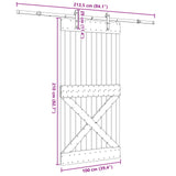 Sliding Door NARVIK Natural and Black 100 x 210 cm 3445358