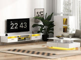 High Gloss Sideboard, Display Cabinet with 16-Colour RGB LED Lights and Remote Control, Modern T3398P377972