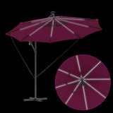 Umbrella with LED Strip Lights Bordeaux Red 294 x 294 x 248 cm 42003389