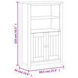 Bathroom Cabinet BERG White 69.5x34x110 cm Solid Wood Pine 358546