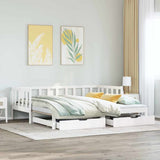 Daybed with Trundle and Drawers without Mattress White 90x200 cm 3302190
