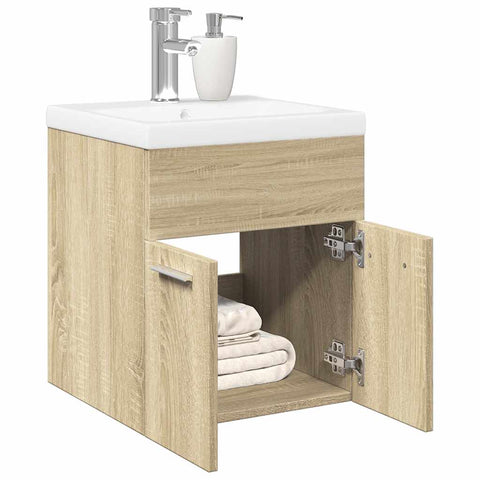 ZNTS 2 Piece Bathroom Furniture Set Sonoma Oak Engineered Wood 3324982