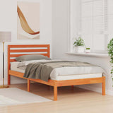 Bed Frame with Headboard Wax Brown 90 x 200 cm Solid Pine Wood 872265