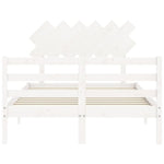 ZNTS Bed Frame without Mattress White Double Solid Wood 3195262