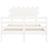 ZNTS Bed Frame without Mattress White Double Solid Wood 3195262