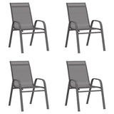 Garden Dining Set Grey and Black Powder-coated steel Large 3095982