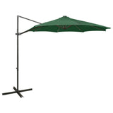 ZNTS Cantilever Garden Parasol with Pole and LED Lights Green 300 cm 312337