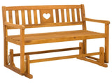 Garden Glider Bench Natural 110 x 59 x 97 cm Solid Acacia Wood 42028087
