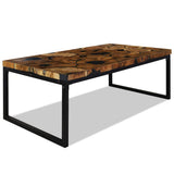 Coffee Table Black and Brown Teak Wood and Resin 110x60x40 cm 244551