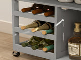 Modern Kitchen Trolley, Rolling Island Storage Cart with Drawer, 9-bottle Wine Rack, Door Cabinets, T3398P422887