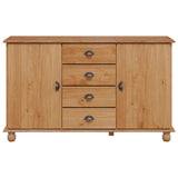 Sideboard ASKIM Brown 133.5 x 40 x 79 cm Solid pine wood 4105430