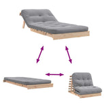 Futon Sofa Bed with Mattress 80x206x11 cm Solid Wood Pine 846756