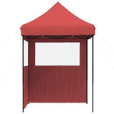 ZNTS Foldable Party Tent Pop-Up with 2 Sidewalls Burgundy 4004995