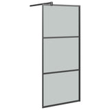 ZNTS Walk-in Shower Wall with Shelf Black 80x195cm ESG Glass&Aluminium 3185454