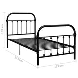 284499 Bed Frame without Mattress Black Metal 100x200 cm