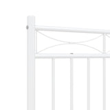 ZNTS Metal Bed Frame without Mattress with Footboard White 140x190cm 373758