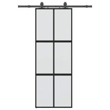 Sliding Door with Hardware Set Black 76x205 cm Tempered Glass 3375914