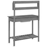 Potting Table with Sink Grey 147.5x44x139.5 cm Solid Wood Fir 156348