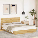 Bed Frame with Headboard without Mattress 135x190 cm Double Solid Wood Oak 3315745