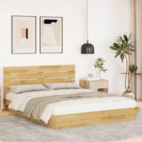 Bed Frame with Headboard without Mattress 140x190 cm Solid Wood Oak 3315744