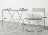 Outdoor Bistro Set Folding Patio Furniture Set with 2 Chairs Table for 2 People White and Green T3398P551643