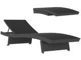 Outdoor PE Rattan Sun Lounger, Folding Wicker Garden Lounger Recliner with 4-Level Adjustable T3398P314706