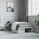 Metal Bed Frame without Mattress with Headboard White 90x190cm 352619