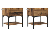 Bedside Table 2 pcs Old Wood 40 x 29 x 60 cm Engineered Wood 881827