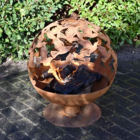 ZNTS Esschert Design Fire Pit Laser Cut Birds Rust 440999