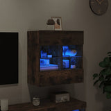 TV Wall Cabinet with LED Lights Smoked Oak 58.5x30x60.5 cm 837096