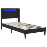 Bed Frame with LED Strip Lights Black 90 x 190 cm Faux Leather 42027993