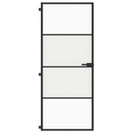 Interior Door Slim Black 83x201.5 cm Tempered Glass and Aluminium 155118
