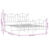 Metal Bed Frame without Mattress with Footboard Black 150x200cm 353459
