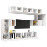 10 Piece TV Cabinet Set White Engineered Wood 3078724