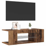 TV Cabinet with LED Lights Old Wood 90x39x30 cm Engineered Wood 856325