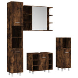 4 Piece Bathroom Cabinet Set Smoked Oak Engineered Wood 3187612
