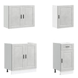 7 Piece Kitchen Cabinet Set Porto Concrete Grey Engineered Wood 3314785